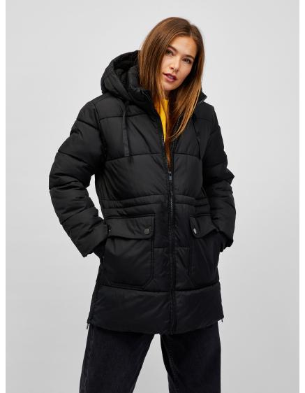 Dlhšia prešívaná bunda Čierna