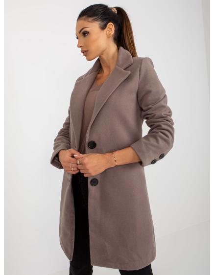 Dámsky kabát s vreckami DALIDA hnedý