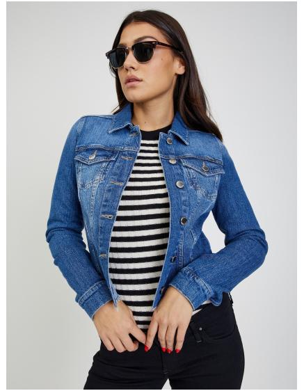 Modrá dámska džínsová bunda