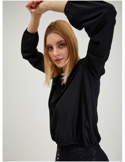 E-shop Čierna dámska blúzka s čipkou