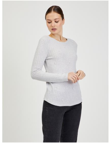 E-shop Svetlošedý dámsky rebrovaný sveter