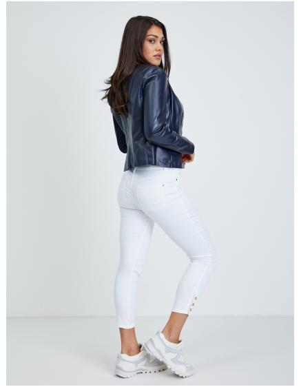 Tmavomodrá dámska kožená bunda ORSAY 34