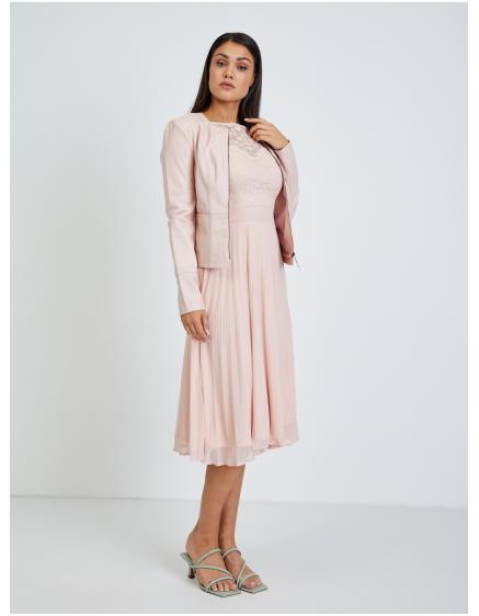 Svetloružová dámska kožená bunda