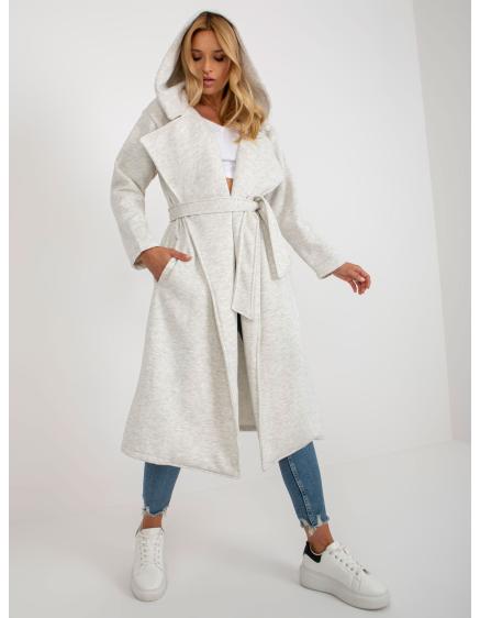Dámsky kabát s opaskom CHOUNT svetlo sivý