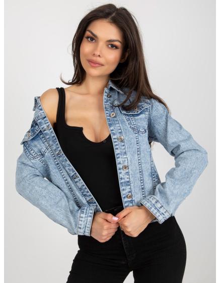 Dámska krátka džínsová bunda s vreckami KASIA modrá