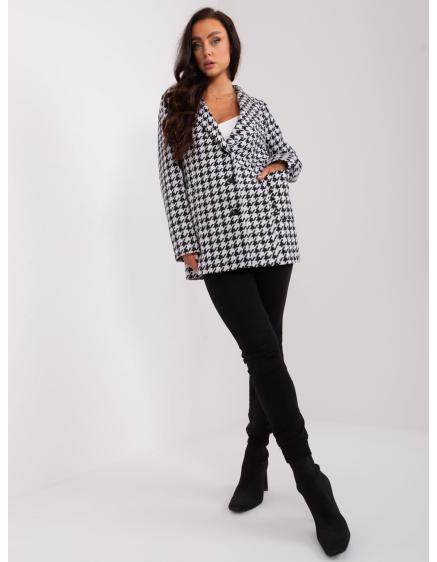 Dámsky kabát s peplumom BLAZA sivo-čierny