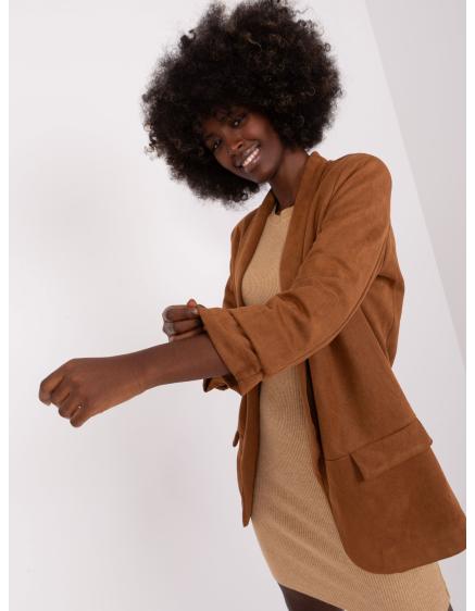 Dámsky kabát s 3/4 rukávmi YMA svetlohnedý