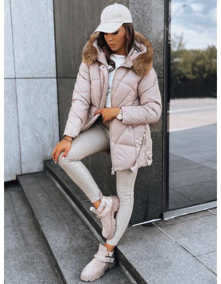 Dámska zimná bunda béžová prešívaná SILVER FOX