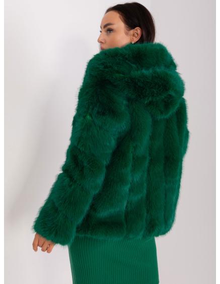 Dámska bunda s kožušinou a kapucňou CHRE tmavozelená