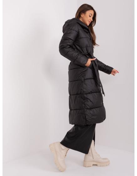 Dámska bunda s opaskom TAT čierna