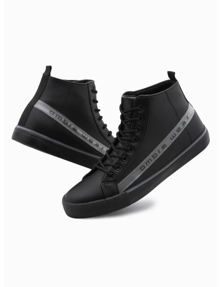 Pánske tenisky s ozdobným prešívaním OM-FOTH-22FW-004 čierna