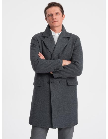 E-shop Pánsky dvojradový kabát s podšívkou V2 OM-COWC-0107 grafitový