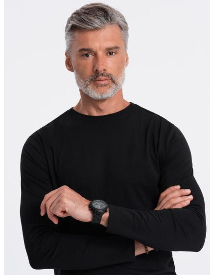 E-shop Pánske tričko s dlhým rukávom bez potlače V1 OM-LSBL-0106 čierna