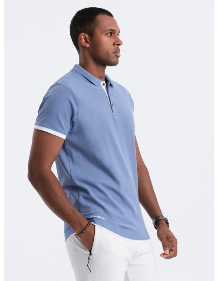 E-shop Pánske bavlnené polo tričko V3 OM-POSS-0113 denim