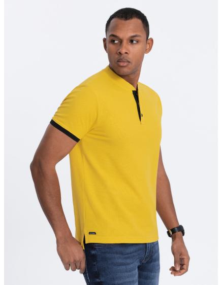 E-shop Pánska polokošeľa bez goliera V9 OM-TSCT-0156 žltá