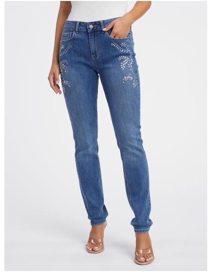 E-shop Modré dámske džínsy slim fit