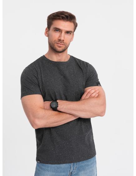 E-shop Pánske tričko BASIC s ozdobným efektom V5 OM-TSCT-0178 čierna