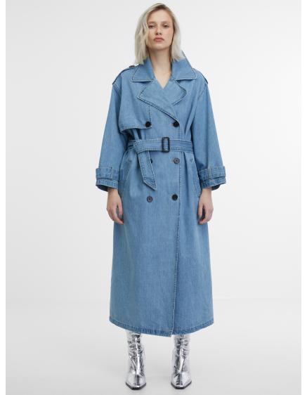 Modrý dámsky džínsový kabát