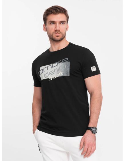 E-shop Pánske bavlnené tričko s logom V2 OM-TSPT-0139 čierne