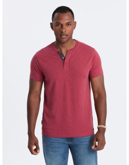 E-shop Pánske tričko s okrúhlym výstrihom henley červené