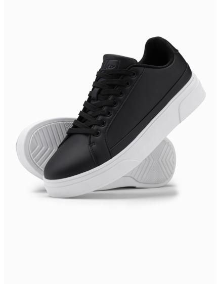 Pánske tenisky z ekokože s hrubou podrážkou čierne