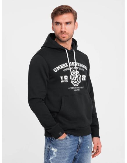 E-shop Pánska mikina klokanka s potlačou čierna