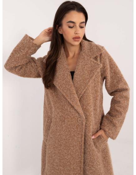 Dámsky zimný kabát s vreckami hnedý