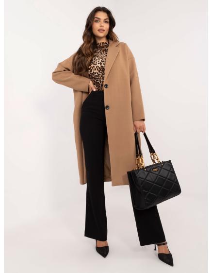 Dámsky kabát na gombíky OCH BELLA hnedý