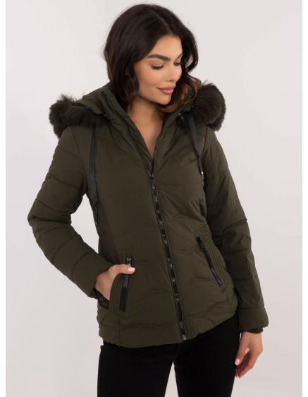 Khaki krátka prechodná bunda s vreckami