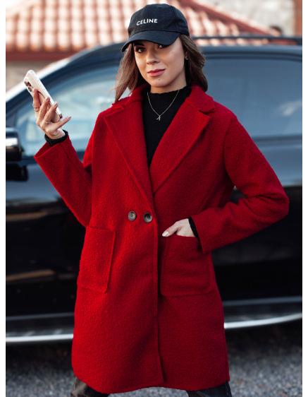 Dámsky oversize kabát BARALITE dlhý jahňací červený