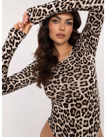 E-shop Béžovo-čierne dámske body s leopardím vzorom