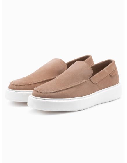 Pánske slip-on topánky s hrubou podrážkou – svetlohnedé V3 OM-...