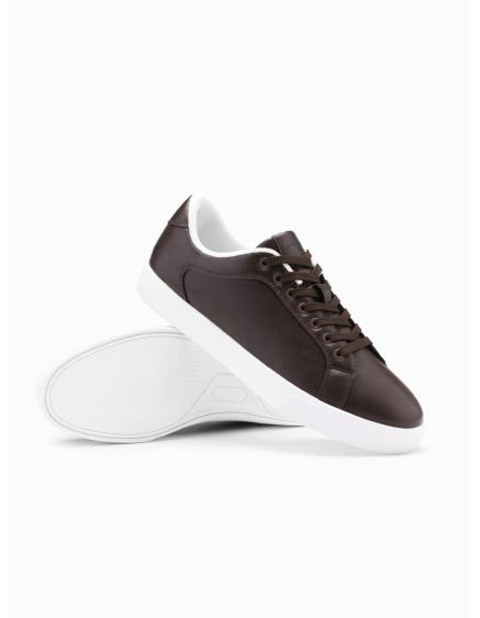 Pánske klasické tenisky s hrubou podrážkou – tmavohnedé V2 OM-FOCS-0165