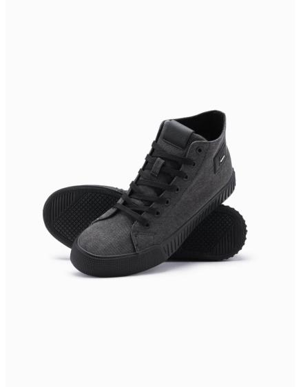Pánske vysoké plátené tenisky – čierne V1 OM-FOTH-0186
