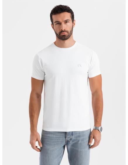 E-shop Pánske tričko SLIM FIT s okrúhlym výstrihom a logom - biele V1 OM-TSCT-0220
