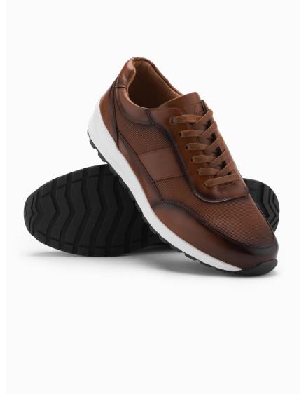 Pánske športové topánky z eko kože – hnedé V1 OM-FOSL-0181