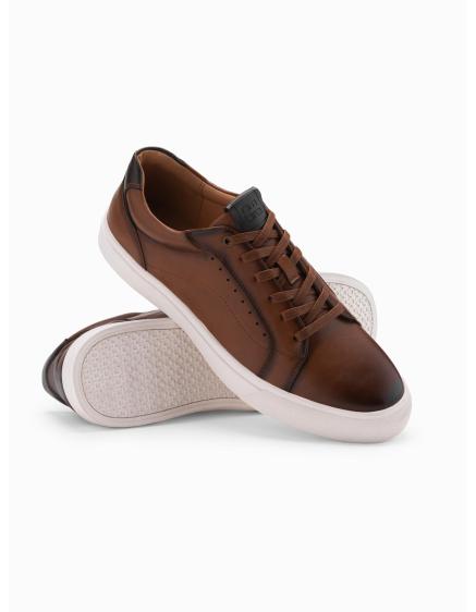 Pánske tenisky z eko kože – hnedé V1 OM-FOCS-0179
