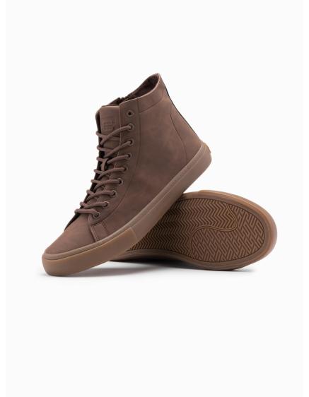 Pánske členkové tenisky s gumovou podrážkou – hnedé V4 OM-FOTH-0187