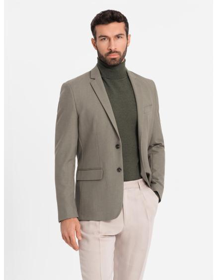 E-shop Elegantné pánske kockované sako so zmesou vlny - sivé V1 OM-BLZB-0137