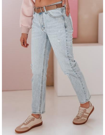 E-shop Dámske džínsové nohavice slim fit s opaskom SLIMLEN modrá