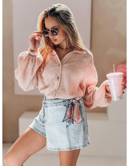E-shop Dámske džínsové šortky s opaskom GOOD VIBE modré