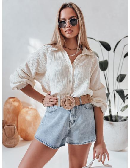 E-shop Dámske džínsové šortky s opaskom HOT LIGHT modré