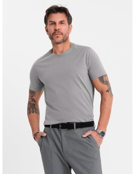E-shop Pánske klasické bavlnené tričko BASIC – šedé V3 OM-TSBS-0236