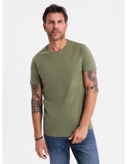 E-shop Pánske klasické bavlnené tričko BASIC – khaki V6 OM-TSBS-0236
