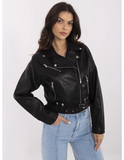 Čierna dámska motorkárska bunda so zipsom