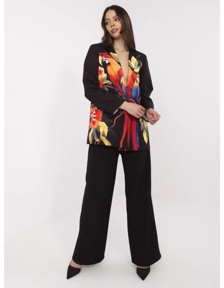 Čierna dámska bunda s farebným potlačou