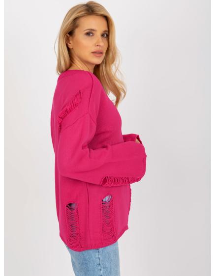 E-shop Lilový dámsky sveter s rolákom v oversized strihu