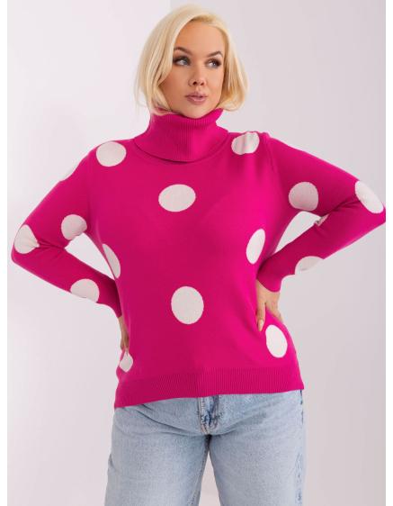 E-shop Fuchsiový dlhý oversized sveter s nápisom RUE PARIS