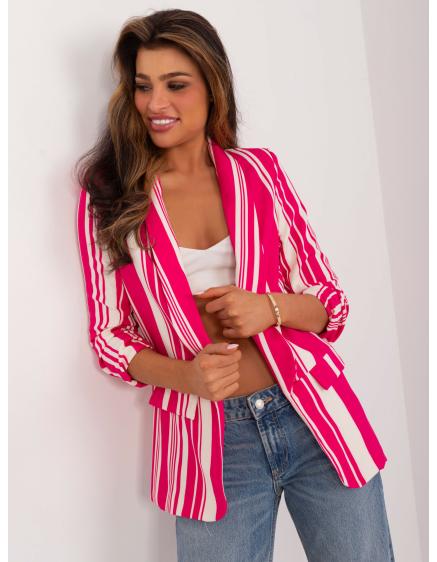 Fuchsiová-ekru bunda bez zapínania