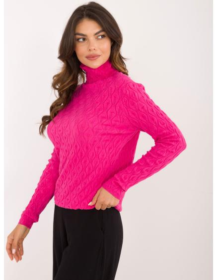 E-shop Fuchsiový dlhý sveter vo veľkej veľkosti so vzormi